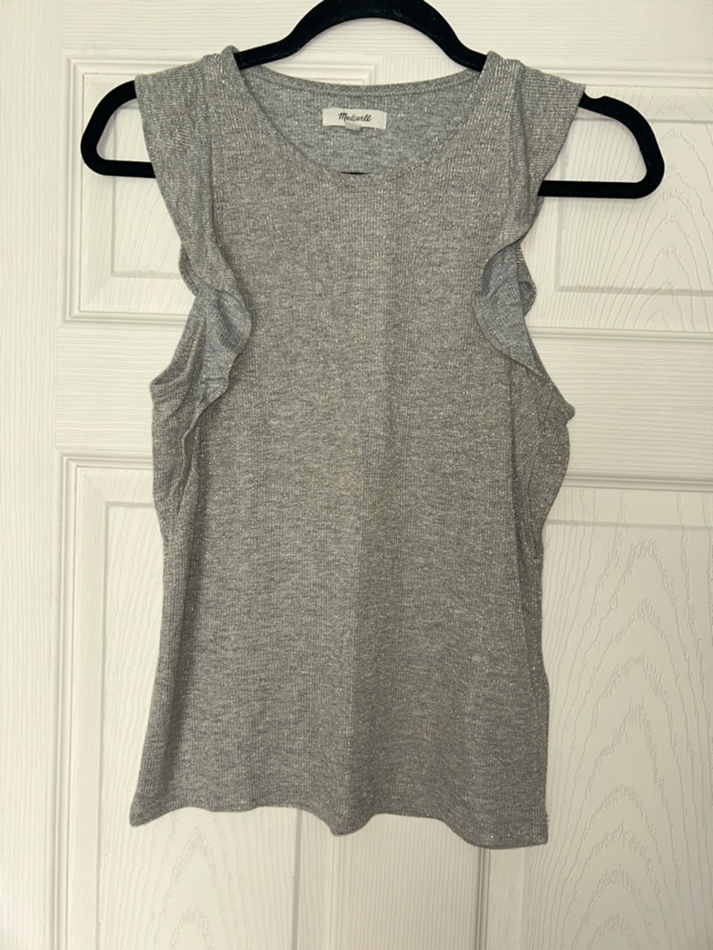 Madewell Silver Gray Ruffle Trim Tank